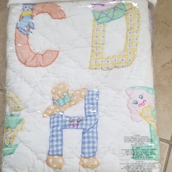 RARE KIDSLINE CLASSIC ALPHABET STRIPE BABY NURSERY CRIB COMFORTER QUILT THROW - Picture 6 of 11